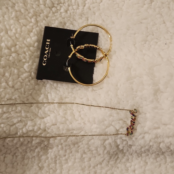 Coach rhinestone necklace and earrings set nwt - Picture 1 of 3